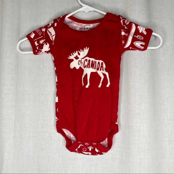 Oh Canada Moose Unisex One Piece Red Bodysuit 6-12 - Picture 1 of 5
